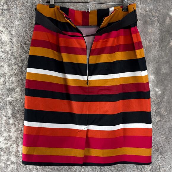 Worthington Size 8 Striped Casual Knee Length A Line Skirt Colorful Zip - Picture 3 of 6